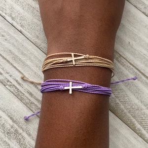 Multi-string Christian cross bracelet | waterproof & adjustable wax string| Christian jewelry | Christmas gift jewelry | friendship bracelet