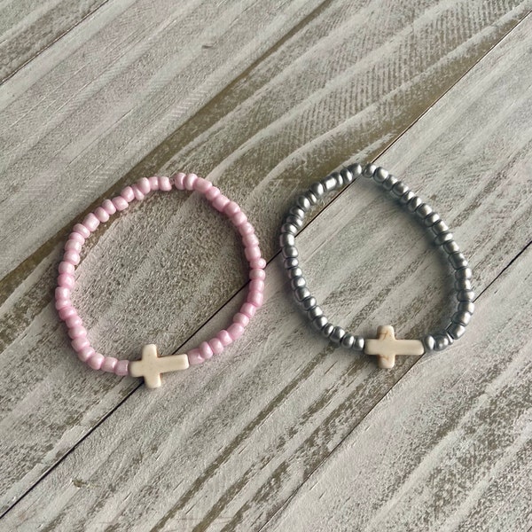 Choose your color beaded cross bracelet | Christian jewelry | Christian Christmas gift | faith bracelet | friendship bracelet