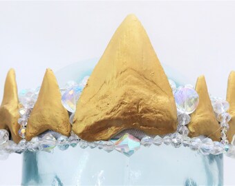 Fossil Shark Crown Crystal - SWIMMABLE Ancient Oceans Mermid Fossil Crowns - Cosplay Mermaid