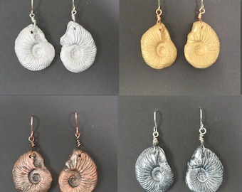Fossil Earrings - Ammonite Cast Fossil Jewelry