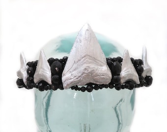 Fossil Shark Crown - SWIMMABLE Ancient Oceans Mermid Fossil Crowns - Cosplay Mermaid