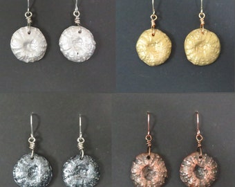 Fossil Earrings - Echinoid Sea Urchin Cast Fossil Jewelry