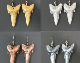 Fossil Earrings - Shark Tooth Cast Fossil Jewelry