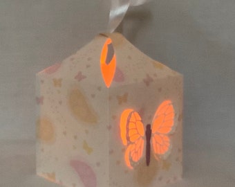 BUTTERFLYLIGHT Mini Lantern (for battery tea lights) Print w/White