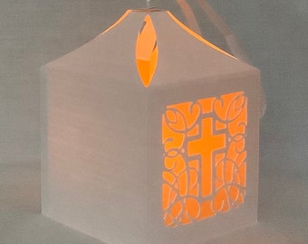 CROSSLIGHT Mini Lantern (for battery tea lights) White w/Gold