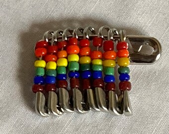 RAINBOW FLAG Beaded Pin #2