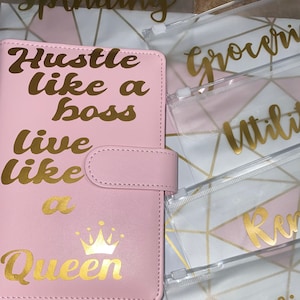Budget binder with Zipper cash envelopes A6 Budget Binder, Custom Budget Planner Savings wallet and Budget Sheets