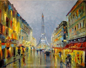 Paris Painting  Original Art  Oil Canvas  On Custom  Art Home Decor  by Viktor Smolik