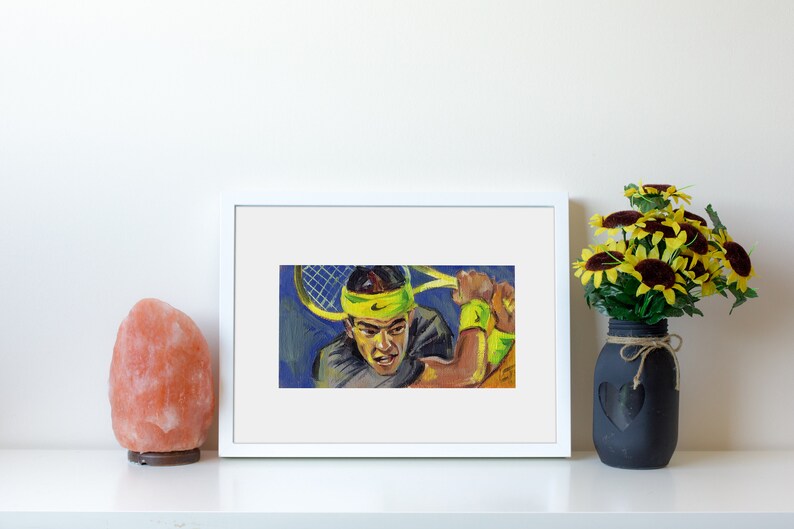 Tennis Painting Original Oil Canvas Art Home Decor 3 by 5.5 by TORVIKS
