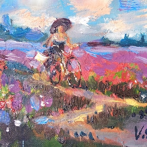 Provence Painting Original Art Wildflower Original Oil Canvas Art Small 4.4&quot; by 6.2&quot; by TORVIKS