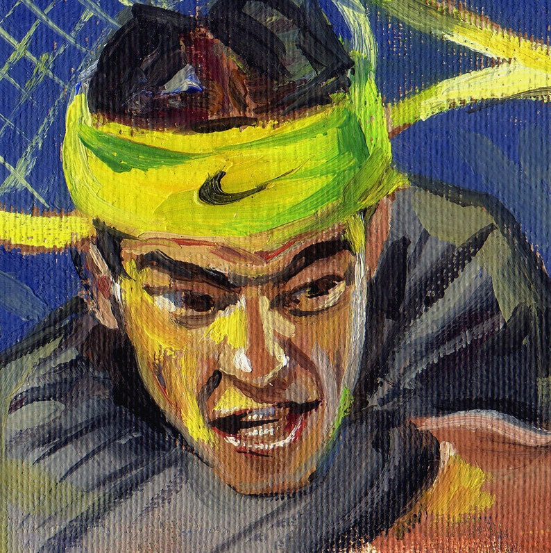 Tennis Painting Original Oil Canvas Art Home Decor 3 by 5.5 by TORVIKS
