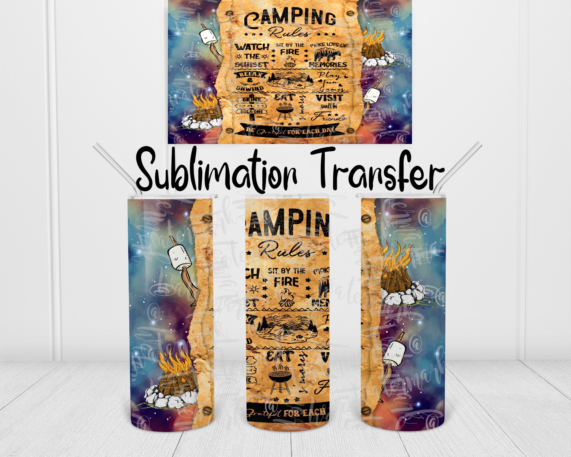 Camping Rules Sublimation Transfer Ready to Press Skinny - Etsy