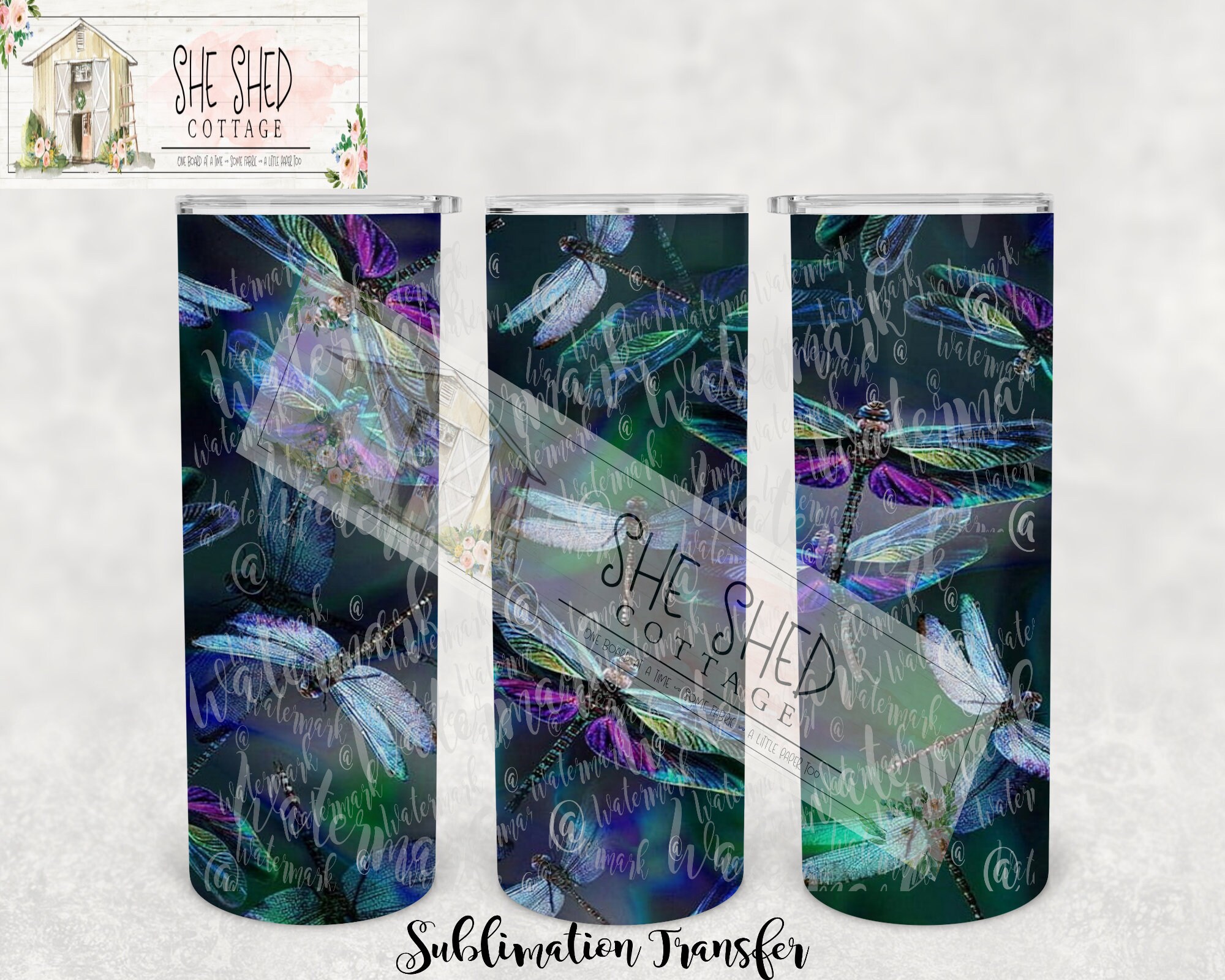 NOT A DIGITAL  Dragonflies - Tumbler Sublimation Transfer - Ready to …