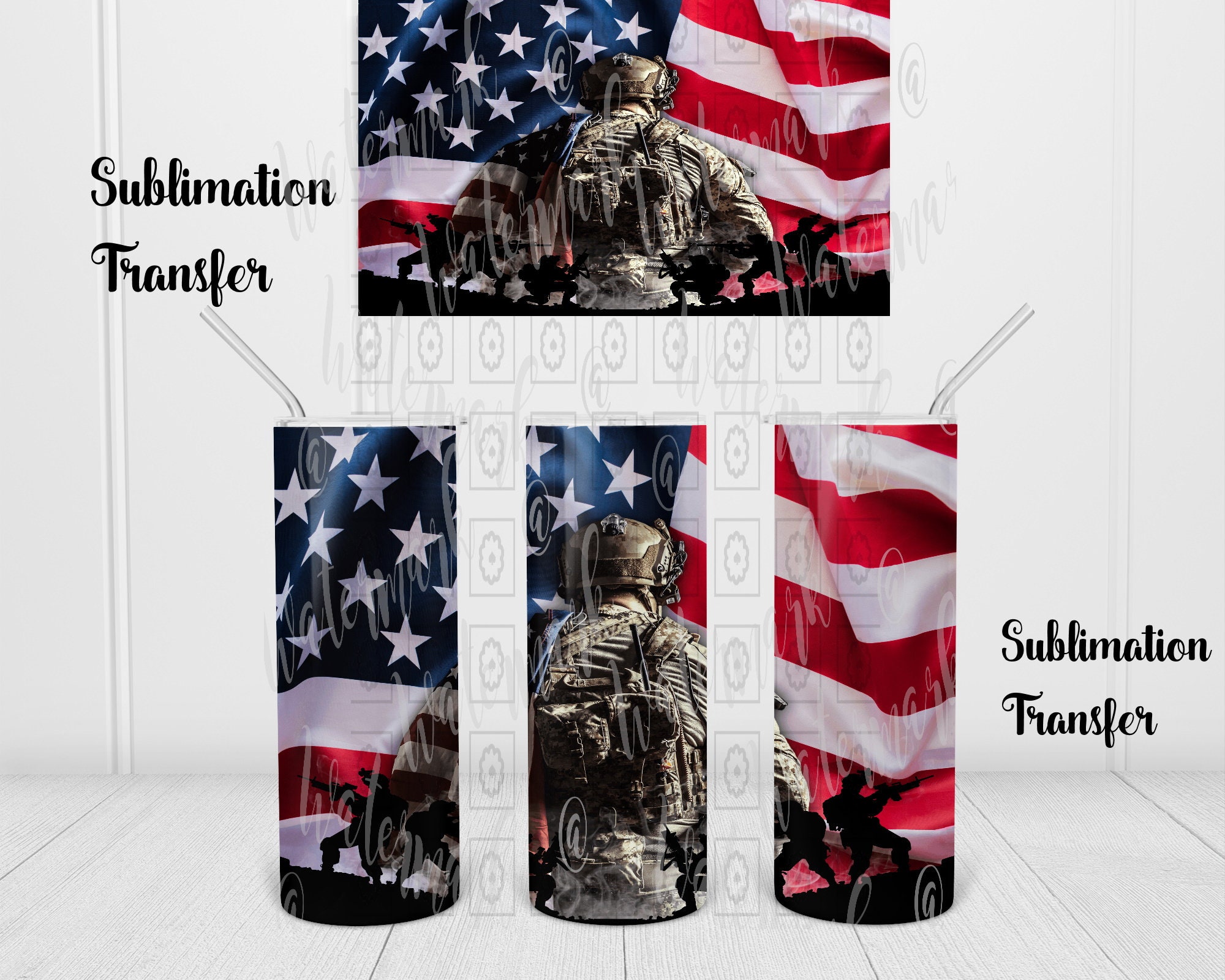 NOT A DIGITAL  American Military Support Combat - Tumbler Sublimation…