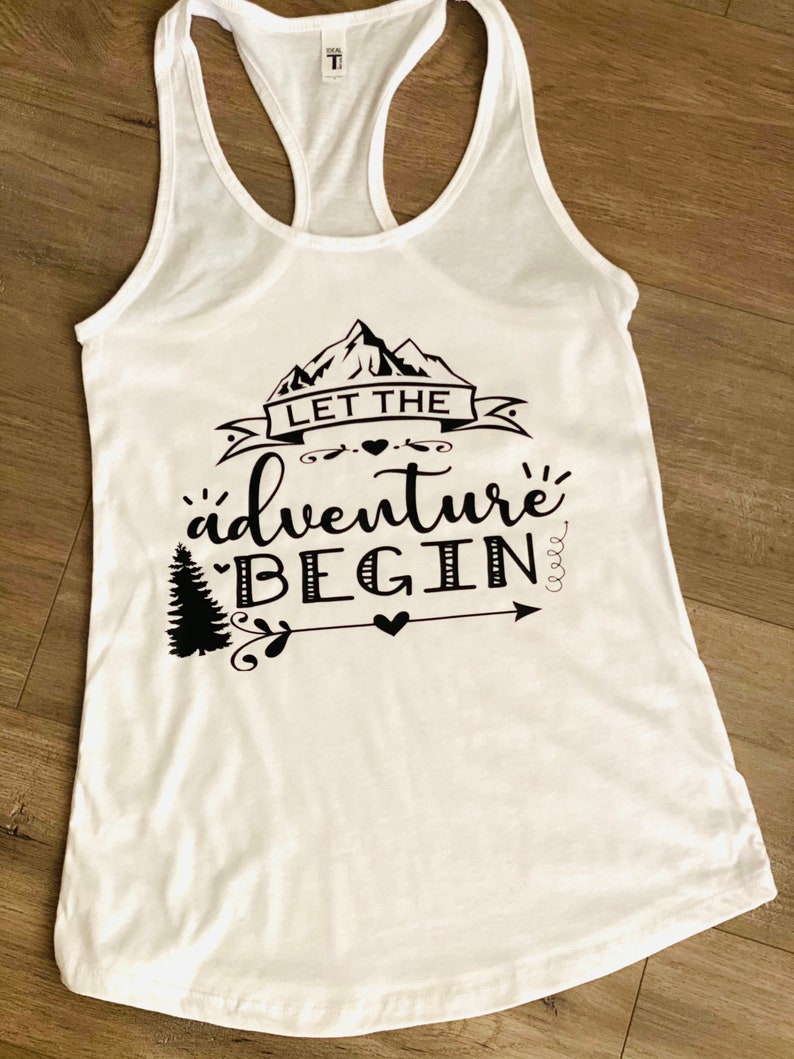 outdoors tee Adventure Begins shirt women\u2019s hiking shirt mountains tank top