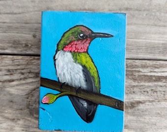 Original,  hummingbird on repurposed wood