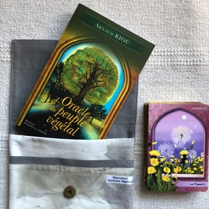 Tarot-Beutel/Buch-Tasche-Wrap aus Baumwolle, natürlicher Pflanzenfarbstoff-Ecoprint-Unikat-französische Handwerkskunst-handgemacht-