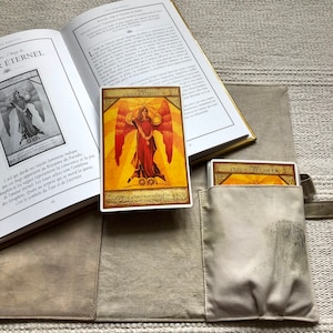 Pochette tarot/livre-sac-wrap en coton, teinture végétale écoprint-pièce unique-artisanat français-fait main-idée cadeau