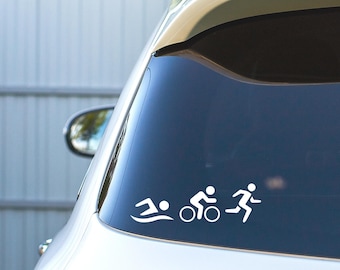 Triathlon Vinyl Decal, Swim Bike Run Sticker for Car Window or Laptop