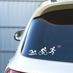 Triathlon Vinyl Decal, Swim Bike Run Sticker for Triathlete