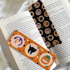 Marque-page Halloween biscuit au sucre imprimé recto-verso, conception de pâte à biscuits nostalgique sur papier cartonné, marque-page sur le thème des vacances