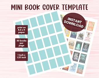 Plantilla editable de Canva para portada de minilibro (1 pulgada x 1,25 pulgadas), descarga instantánea para diarios de lectura, páginas de reseñas de libros y más.