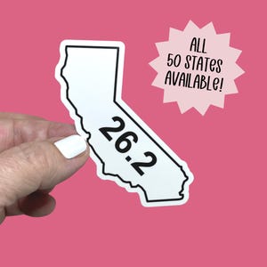 State 26.2 Marathon Sticker (your choice of state), Gift for Runner, State Outline Sticker, 26.2 Decal