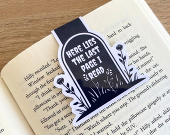 Tombstone Magnetic Bookmark, Here Lies The Last Page I Read, Halloween Themed Bookmark