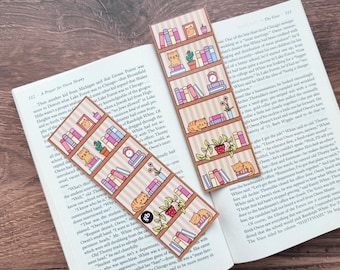 Cats on Bookshelf Bookmark