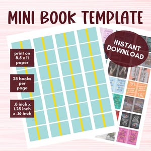 Mini Book Cover Editable Template, .8 x 1.25 inch Canva Template with Front Back and Spine, TBR Jar Books, Bookshelf Decor, DIY Mini Books