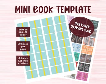 Mini Buch Cover bearbeitbare Vorlage, 0,8 x 1,25 Zoll Canva Vorlage mit Vorderseite Rückseite und Rücken, TBR Glas Bücher, Bücherregal Dekor, DIY Mini Bücher
