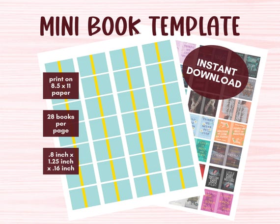 Mini Book Cover Editable Template, .8 x 1.25 inch Canva Template with Front Back and Spine, TBR Jar Books, Bookshelf Decor, DIY Mini Books
