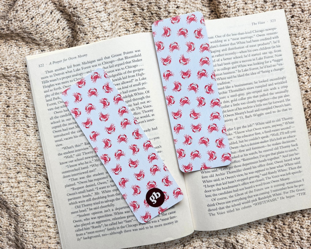 Coastal Stripes Reading Crabs Bookmark, Beachy Seaside Ocean Design - Etsy