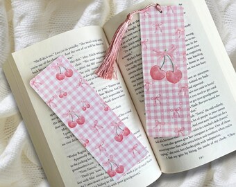 LAST CHANCE:  Pink Check Cherries and Bows Bookmark