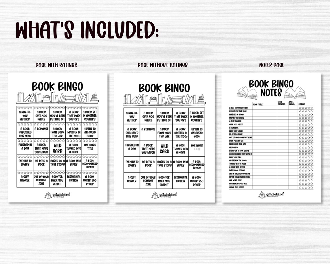 Book Bingo Printable Download, A4 Letter Size Reading Challenge Instant ...
