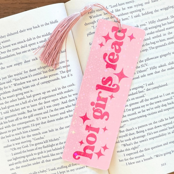 Hot Girls Read Bookmark With Tassel And Holographic Overlay