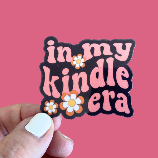 Retro In My Kindle® Era Sticker, E-Reader Sticker, Bookish Merch, Book Club Swag, Gift for Reader