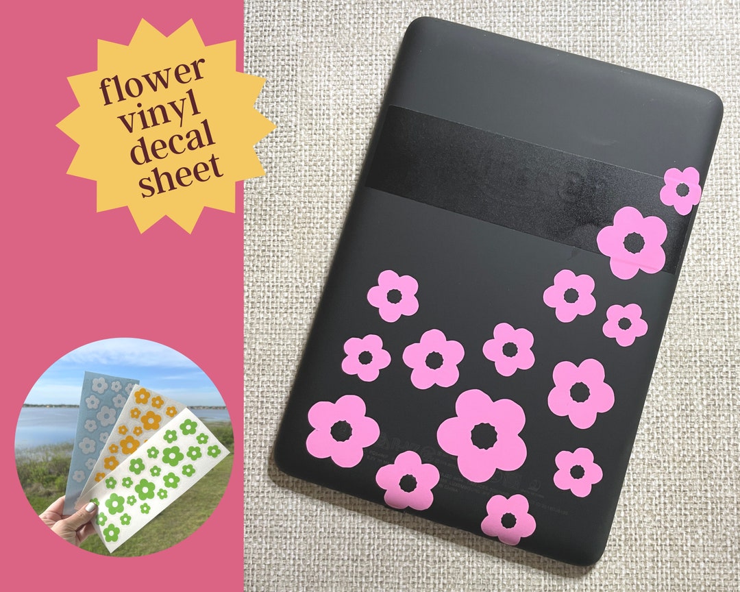Retro Flower Vinyl Decal Sticker Sheet / Flower Stickers for E-reader ...