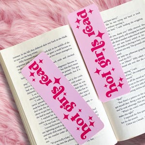 Pink Hot Girls Read Bookmark Printed on Both Sides, Bookish Girlie Merch, Book Club Gift