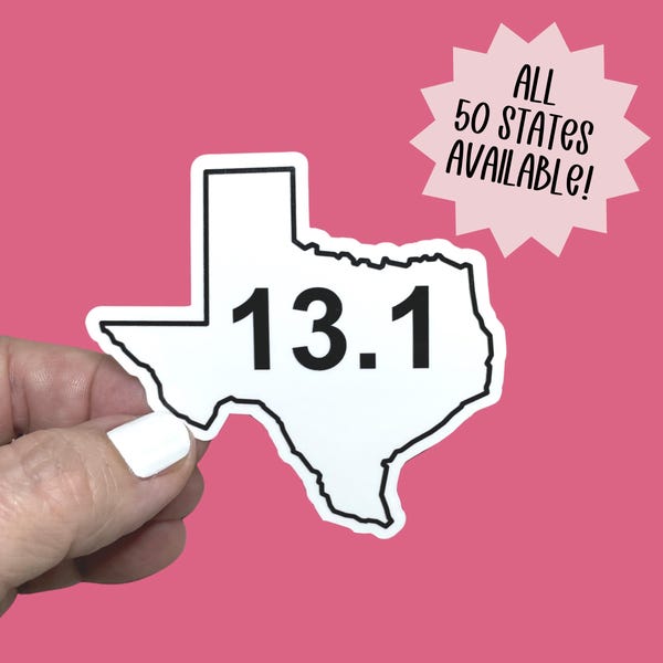 State 13.1 Half Marathon Sticker (your choice of state), State Outline Sticker, Gift for Runner, 13.1 Sticker