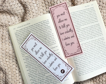 Jane Austin Bookmark, Pride and Prejudice Book Quote Bookmark, Girlie Book Club Merch
