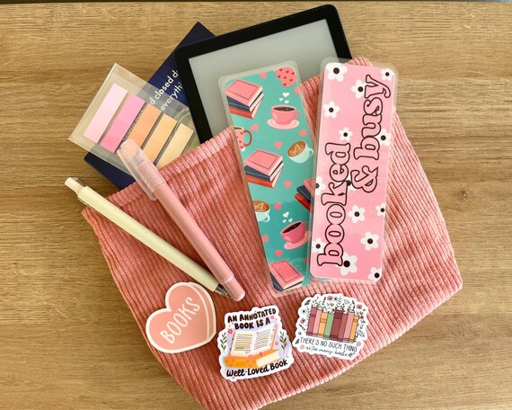 Zippered Book Sleeve with Annotation Tabs, Bookmarks and Stickers