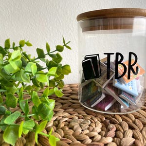 TBR Jar, Glass To Be Read Jar with Bamboo Lid, Book Nook Bookshelf Decor, Bookish Gift, Book Club Gift, Year in Books, Gift for Book Lover