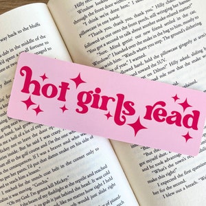 Pink Hot Girls Read Bookmark Printed on Both Sides, Bookish Merch, Book Club Swag