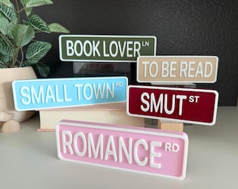 NEW:  Bookshelf Street Signs, Book Nook Décor, Book Trope Library Signs, Gift for Reader