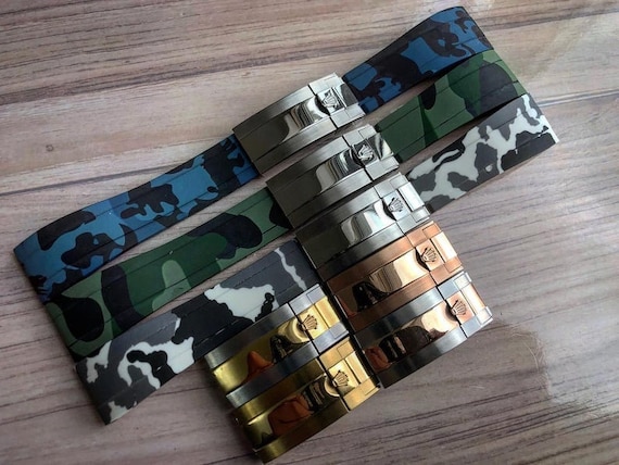 Rolex 20mm Camouflage oyesterflex Rubber Strap Wit