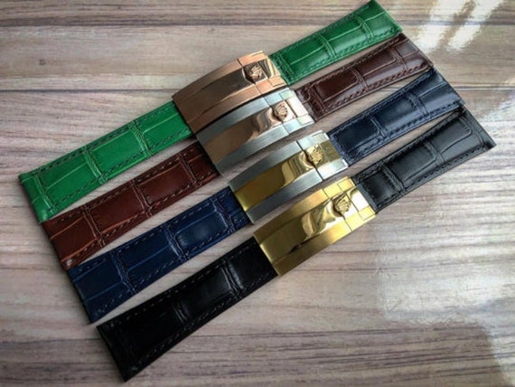 Rolex 20mm Brown, BLACK, BLUE, GREEN Croc Leather