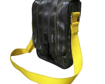 Messenger bag from bicycle inner tubes | recycled ipad bag | upcycled laptop bag | made in UK
