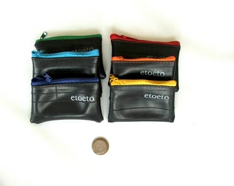 Upcycled coin purse from bicycle inner tubes, vegan coin purse