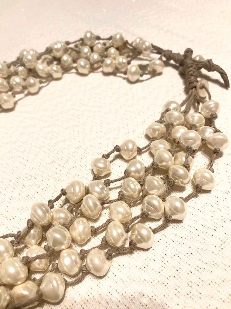 Giotto multiwire necklace in natural hemp and glass beads